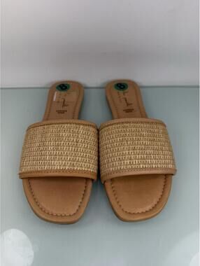 Mila Paoli woven slide sandals made in Italy leather sole tan womens 8 Casual